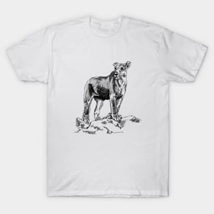 Lioness Ink Drawing T-Shirt